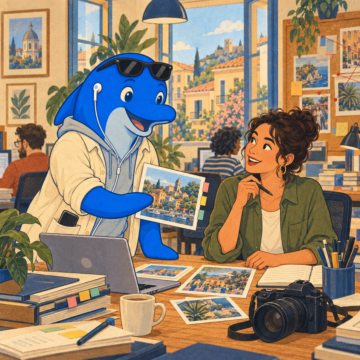 Schmitdy discussing a sourced story with an independent editor