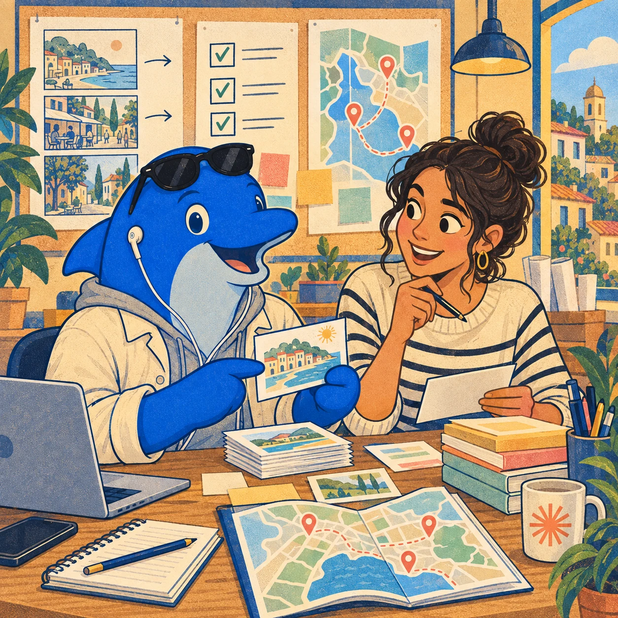 Schmitdy and a colleague preparing an editorial story and its evidence