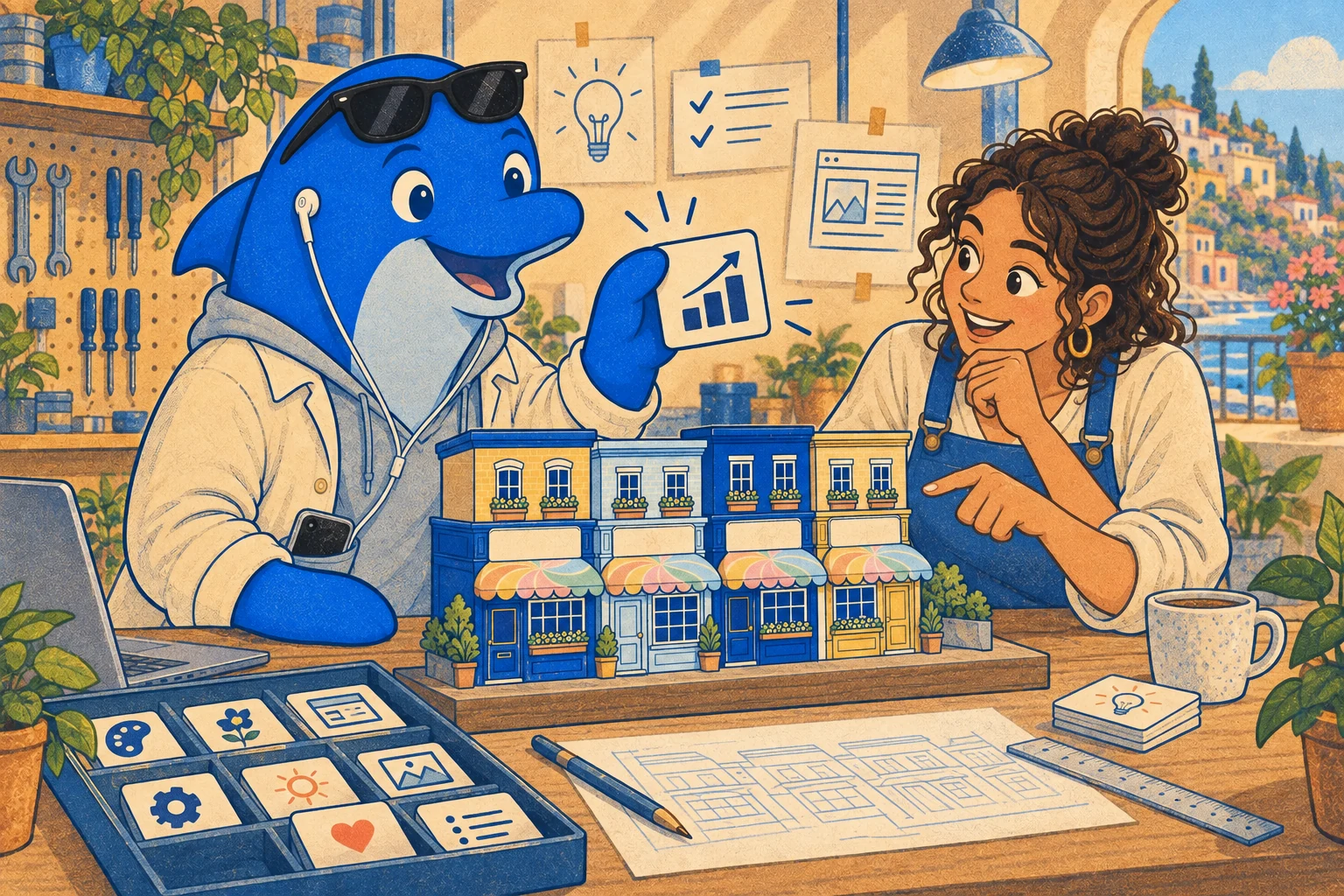 Schmitdy and an owner choosing improvements to an existing website