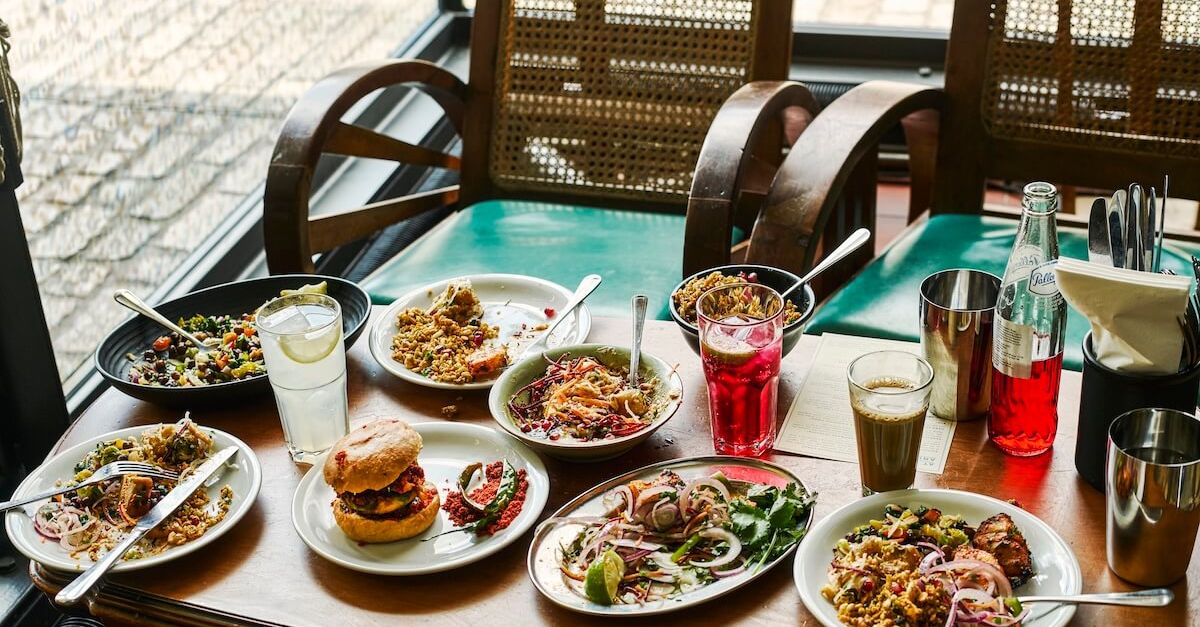 Food served at a Dishoom table