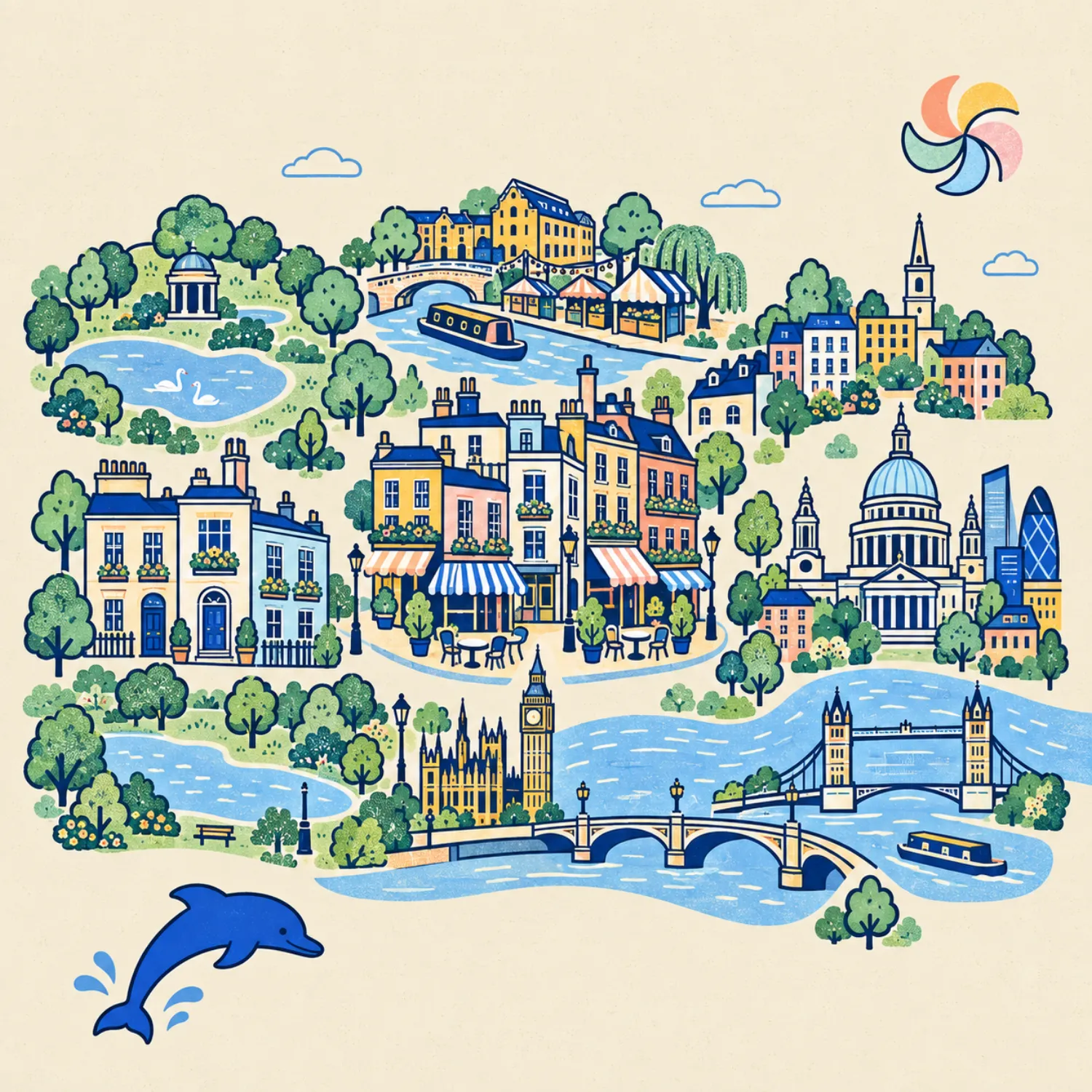 Illustrierte Karte der acht Londoner Restaurant-Eröffnungen